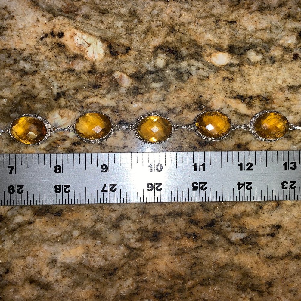 100% GENUINE GOLDEN CITRINE STERLING BRACELET 8"